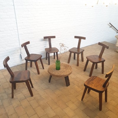 Set of  6 brutalist " T " chairs