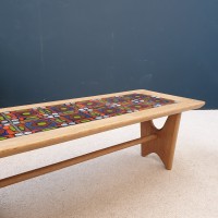 French coffee table by GUILLERME et CHAMBRON with DANIKOWSKI ceramics