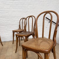 Set of 6 bistro chairs in wood and cane from the 1930s