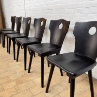 Ensemble de 6 chaises en bois 1950