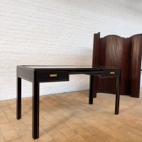 Vintage desk in black lacquered metal, Pierre Vandel 1970