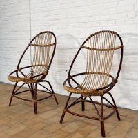 Pair of rattan armchairs 1960