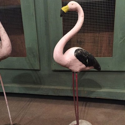 Pair of concrete  pink flamingo