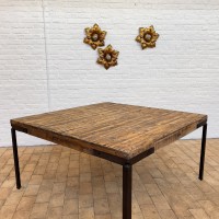 Grande table d'atelier métal et bois