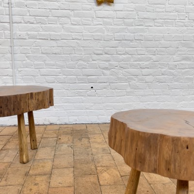 Pair of brutalist wooden coffee tables