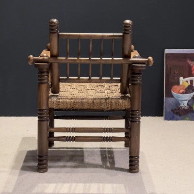 CHARLES DUDOUYT ART DECO ARMCHAIR IN WOOD AND ROPE