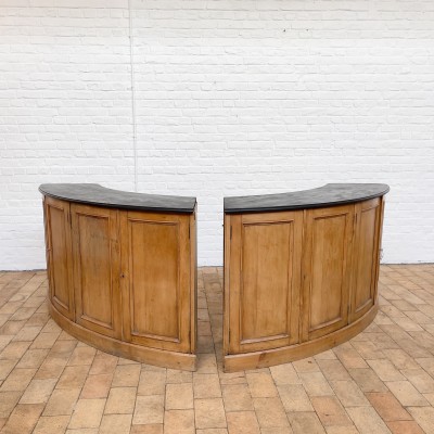 Large wooden half-moon counter 1950