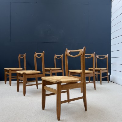 Set of 6  french design chairs by GUILLERME and CHAMBRON