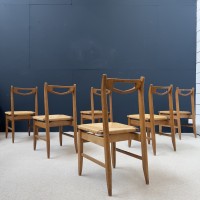 Set of 6  french design chairs by GUILLERME and CHAMBRON