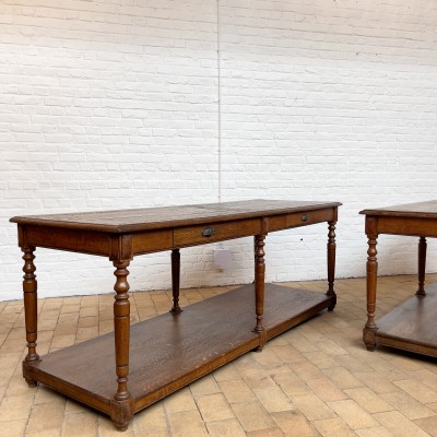 Pair of draper's tables in oak 1930