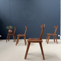 Set of 4 brutalist " T " chairs  c.1950