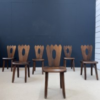 Suite de 6 chaises en orme style Olavi  HANNINEN