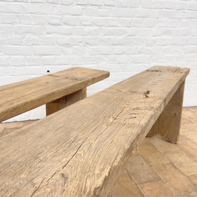 1 to 2 primitive 19th century elm bench