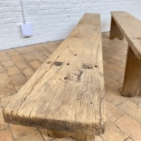1 to 2 primitive 19th century elm bench