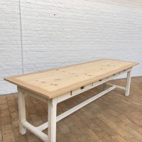 Ancienne table de laboratoire en bois 1950