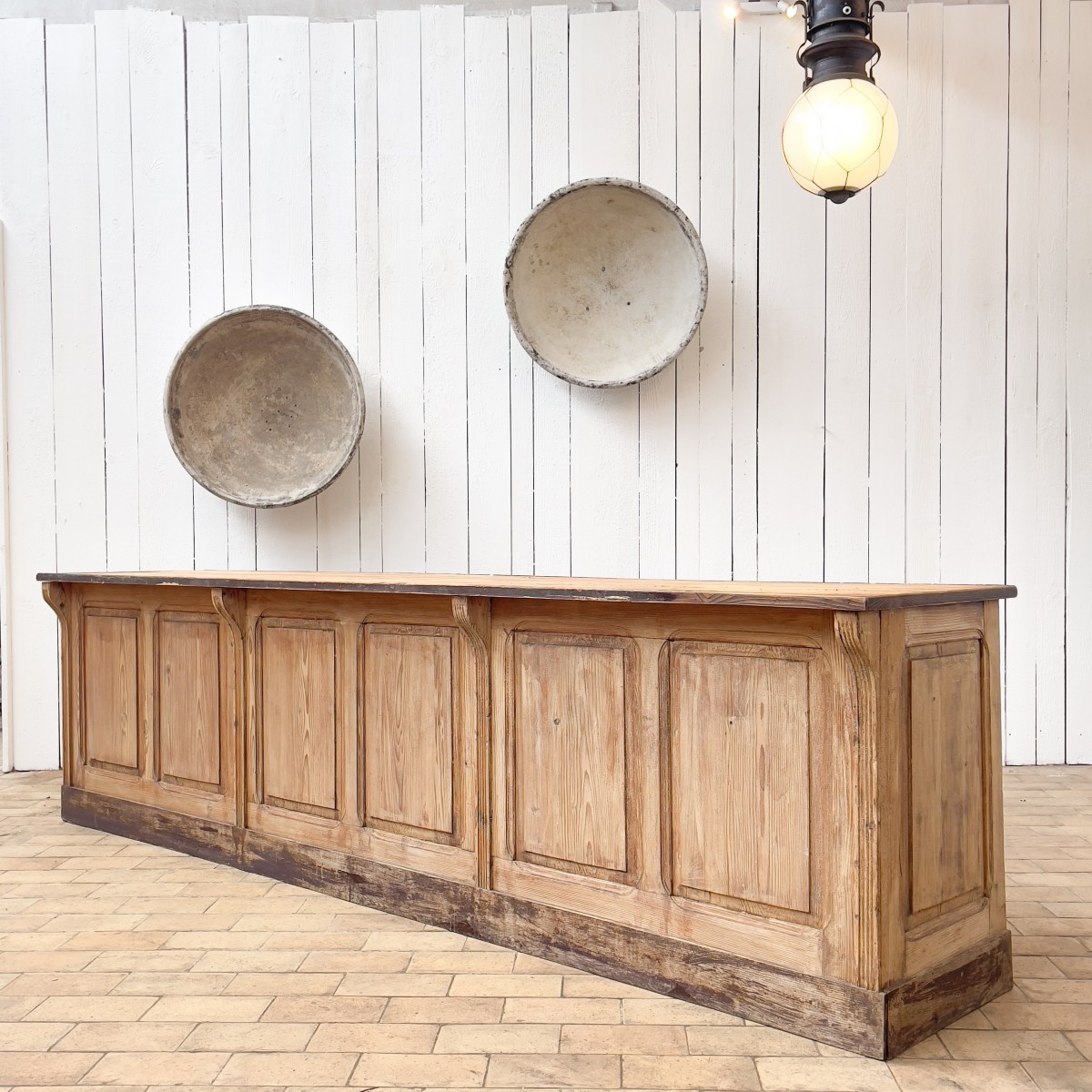 Early 20th large wooden counter shop