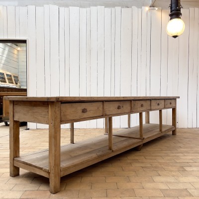 Grande table de drapier en bois début 20ème