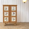 Vintage wardrobe in split bamboo and engravings under glass 1960