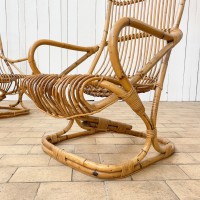 Pair of bamboo armchairs by Tito Agnoli 1960