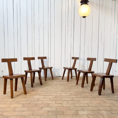 Set of six T CHAIRS by Olavi HANNINEN style  c. 1950