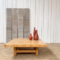 Grande table basse en bois design 1970