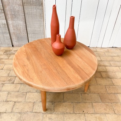 Round coffee table in solid teak  C.1960