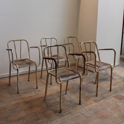 Set of 5 metal armchairs