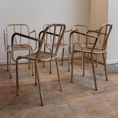 Set of 5 metal armchairs