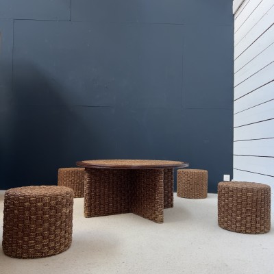 Set of 4 french rope stools and a coffee table