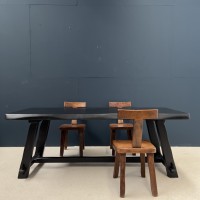 Brutalist table in ebonized wood