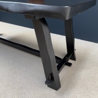 Brutalist table in ebonized wood