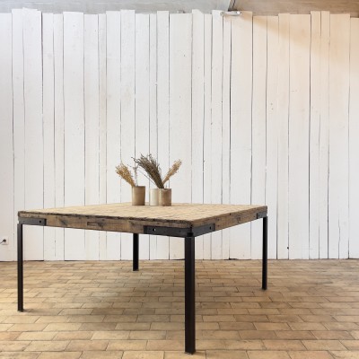 Large metal and wood workshop table