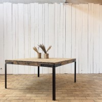 Grande table d'atelier métal et bois
