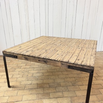 Large metal and wood workshop table