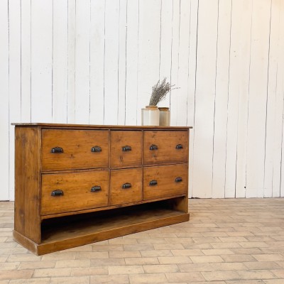 Ancien meuble de métier en bois 6 tiroirs