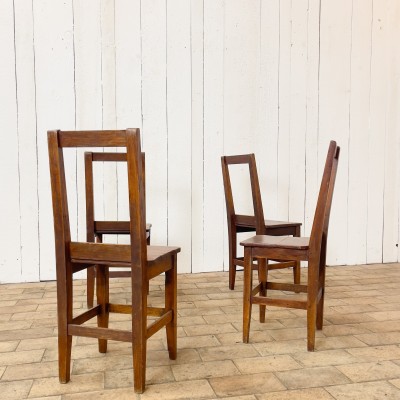 Ensemble de 4 chaises en hêtre, travail populaire, fin XIXème
