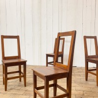 Set of 4 beech chairs, popular work, late 19th century