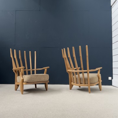 GUILLERME et CHAMBRON pair lounge chairs "Grand  Repos"