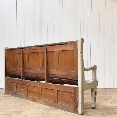 Large early 20th century wooden bench from a train station