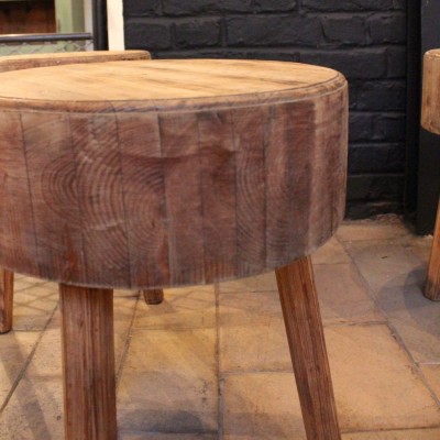 Set of tripod wooden stools