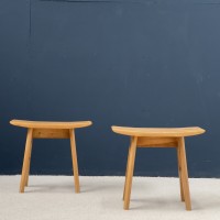 GUILLERME and CHAMBRON set of two oak stools