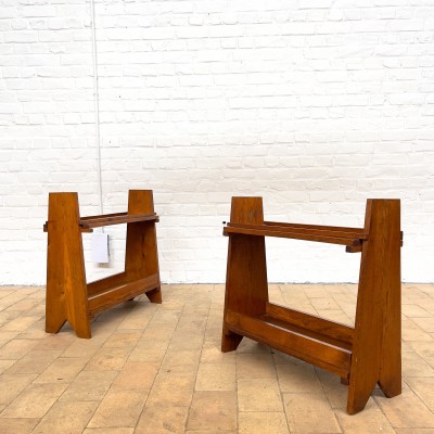 Pair of 1950s reconstruction style oak console