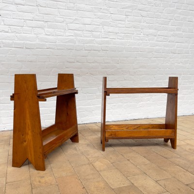 Pair of 1950s reconstruction style oak console
