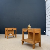 GUILLERME et CHAMBRON pair of  mid-century bedside tables