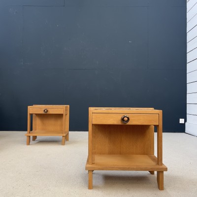 GUILLERME et CHAMBRON pair of  mid-century bedside tables