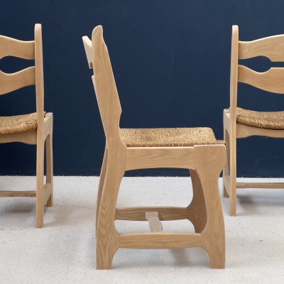 Set of 6 oak and straw dining chairs circa 1950