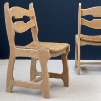 Set of 6 oak and straw dining chairs circa 1950
