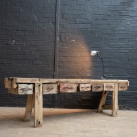 Primitive oak console from the end of the 19th century