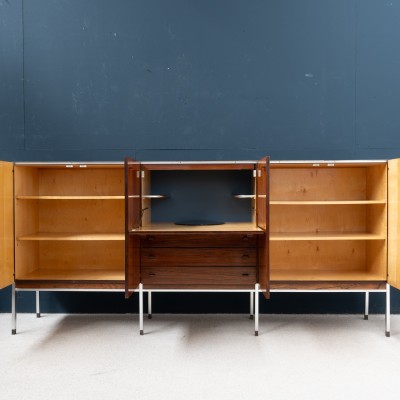 Large rosewood and aluminum sideboard, 1960s