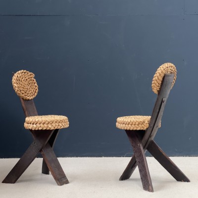 Pair of brutalist chairs by AUDOUX MINET France